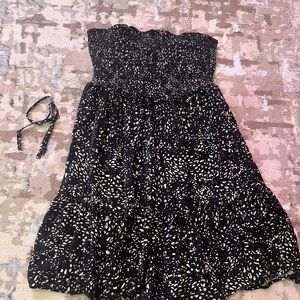 Black and White Strapless Dress